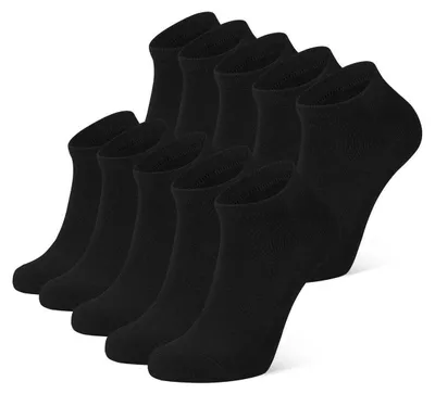 Productafbeelding van Sokken voor sneakers, dames en heren, enkelsokken, 10 paar, katoen, ademend, maat 43-46, zwart