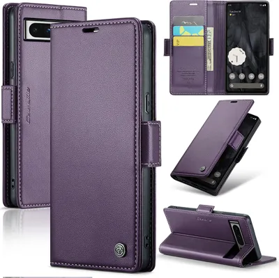 Obrázek produktu pro Pouzdro Google Pixel 8 Pro, kožené pouzdro na karty s funkcí stojánku pro Google Pixel 8 Pro Purple