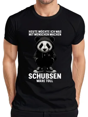 Zdjęcie produktu dla Dzisiaj chcę zrobić coś z ludźmi Panda sarkastyczna zabawna koszulka męska, czarny, M