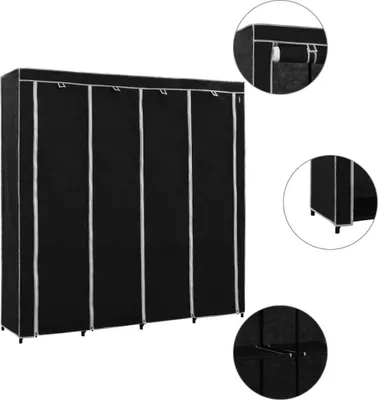Zdjęcie produktu dla Szafa z 4 przegrodami, czarna, 175 x 45 x 170 cm