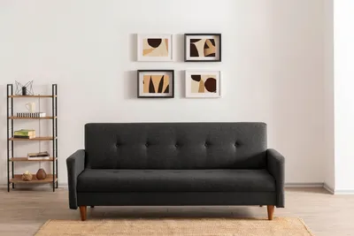 Obrázek produktu pro Hanah Home, Hiko - tmavě šedá, 3místná rozkládací pohovka, 100 % KOV, tmavě šedá, 200 x 75 x 83 cm