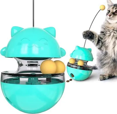 Productafbeelding van Interactief 3-in-1 Kattenspeelgoed - Voedingspuzzel, Kattenballen en Speelstokjes voor Thuis
