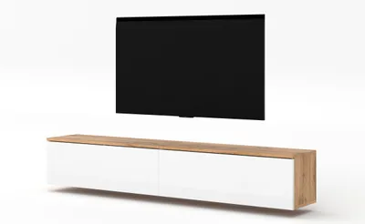 Produktbild von AX LIVING TV Bank Loriano 2x100cm Lowboard Eiche Wotan/weiß Hochglanz