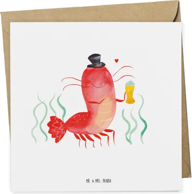Produktbild von Mr. & Mrs. Panda Klappkarte Hummer Weizen - Weiß - Geschenk, Kochen, Gasthaus, Bier, Grußkarte, Garnelen, Glückwunschkarte, Wirtschaft, faltkarte, doppelkarte, Meer