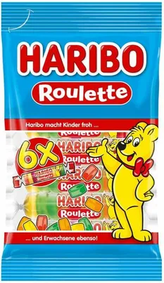 Produktbild von Haribo Roulette Rollen 6 Rollen 6x Fruchtgummi Scheiben 150g