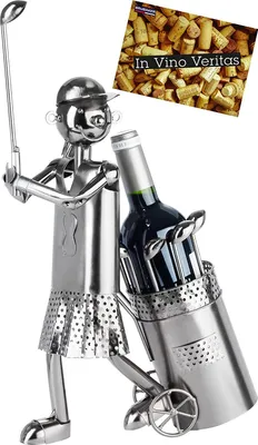 Obrázok produktu pre Brubaker Držiak na fľašu Žena golfistka Teeing Off - kovová socha Golfový darček pre golfistky Golfoví fanúšikovia a športovci - držiak na fľašu vína Dekorácia na víno s darčekovou kartou