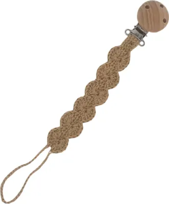 Produktbild von Zayno® Handgemachte Schnullerkette "Muschelchen" in Hellbraun | gehäkelt in Muschelform, Geschenk zur Geburt, Taufgeschenk, Baby, Schnullerband, Schnullerhalter, Neugeborenes