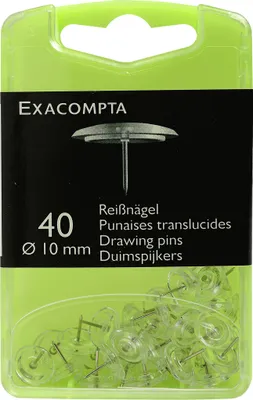 Produktbild von Exacompta Blisterbox 40x Reißnägeln Ø10mm Spitze 7mm Kristall transparent 14032E