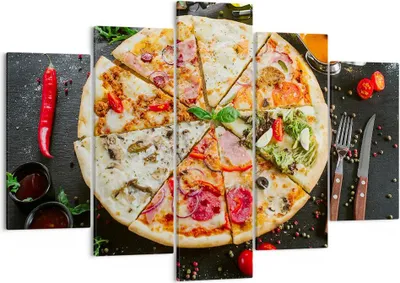 Produktbild von Bild auf Leinwand - Leinwandbild - Pizza Käse Tomaten - 150x100cm - Wand Bild - Wanddeko - Leinwanddruck - Bilder - Kunstdruck - Wanddekoration - Leinwand bilder - Wandkunst - EA150x100-4118