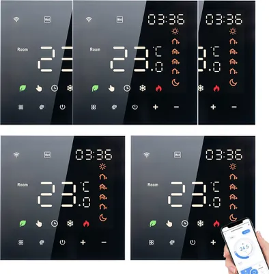 Obrázok produktu pre 5X Smart Tuya WiFi termostat, hlasové ovládanie, pre 3A ohrev vody, digitálny LCD programovateľný izbový termostat Nástenný termostat Skryté podlahové vykurovanie, kompatibilný s Amazon Google Home, čierny
