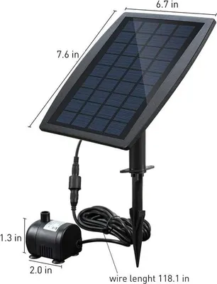 Produktbild von Bürstenlose Solarwasserpumpe für Teich. Solarwasserpumpe für Springbrunnen mit 9 V 2,5 W 200 l/h Solarpanel.