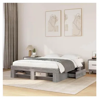 Produktbild von Bettgestell ohne Matratze, Grau Sonoma 140x200 cm, Holzwerkstoff