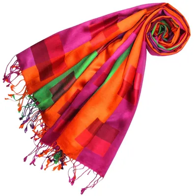 Zdjęcie produktu dla Omgoods - Szal Pashmina z jedwabiu, 100% jedwab, wzór żakardowy