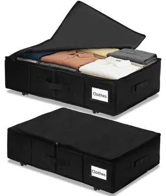 2er-Set Aufbewahrungsboxen unter dem Bett mit Rollen, schwarz