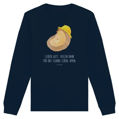 Produktbild von Mr. & Mrs. Panda Baumwoll Pullover Igel Beten Größe L - French Navy - Geschenk, Genießen, Pulli, Leben, Sweatshirt, Gott, Lustige Sprüche, Sonnenhut, Bio, Sweater