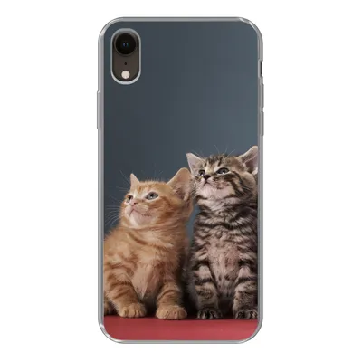 Produktbild von MuchoWow® Handyhülle Schutzhülle Hülle für iPhone XR Kätzchen - Blau - Rosa - Mädchen - Jungen - Kind Silikon Softcase Handy Hülle - Schutzdeckel