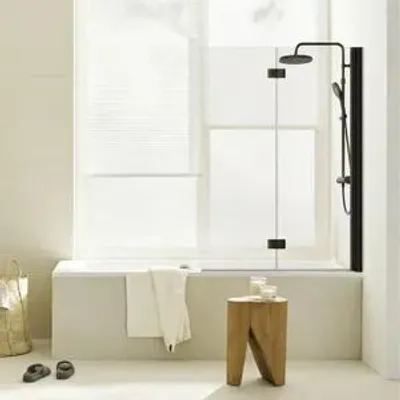 Produktbild von SCHÖNER WOHNEN-Kollektion Badewannenaufsatz ELARA 2-teilig, Klar Hell, Mattschwarz, 100x140 cm