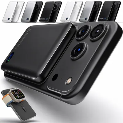 Produktbild von Powerbank MagSafe iPhone 5000 mAh, Schwarz, kompatibel mit iPhone 18 17 16 15 14 13 12 Pro Max, Induktiv