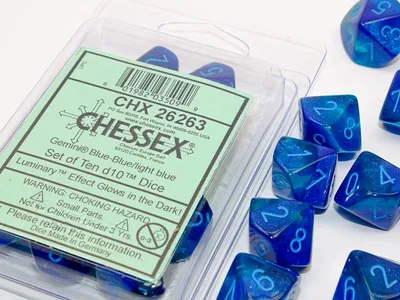Produktbild von Chessex Gemini blau blau hellblau Luminary Würfelset 10 Stück