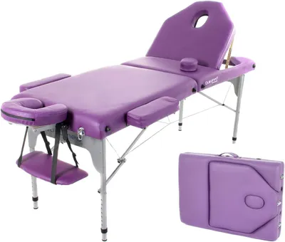 Zdjęcie produktu dla Składana ława do masażu - ława terapeutyczna, łóżko do masażu - fioletowa - 186 x 66 cm