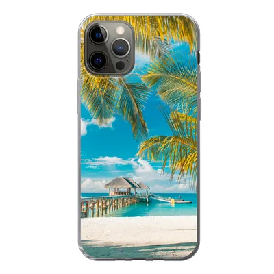 Produktbild von MuchoWow® Handyhülle Schutzhülle Hülle für iPhone 13 Pro Strand - Palme - Meer Silikon Softcase Handy Hülle - Handy-Tasche
