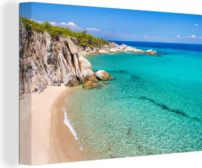 Produktbild von OneMillionCanvasses® - Leinwandbilder - 140x90 cm, Meer - Strand - Sommer, Wandbilder Kunstdruck Wanddekoration - Foto auf Leinwand - Gemälde auf Holzrahmen