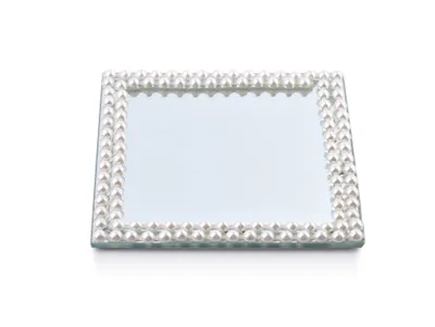 Productafbeelding van Kersttafelonderzetter 15 x 15 cm, glazen kaarsenonderzetter, kaarsenhouder, MONDEX MARGOT