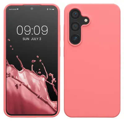 Produktbild von kwmobile Handyhülle für Samsung Galaxy S24 Hülle - Case Silikon - Kabelloses Laden - Schutzhülle Cover in Pastell Koralle