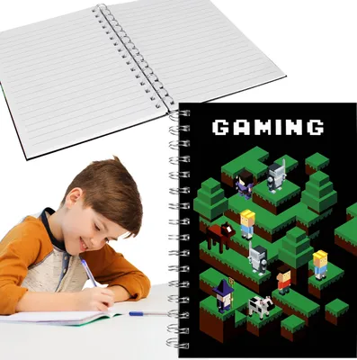 Produktbild von Pixel Game Notizbuch mit Spiralbindung, Notizbuch für Jungen für die Schule A5 HARTGESCHLAGEN