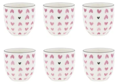 Produktbild von 6er Set Eierbecher Hearts all over Herzen weiß rosa H. 5cm Bastion Collections