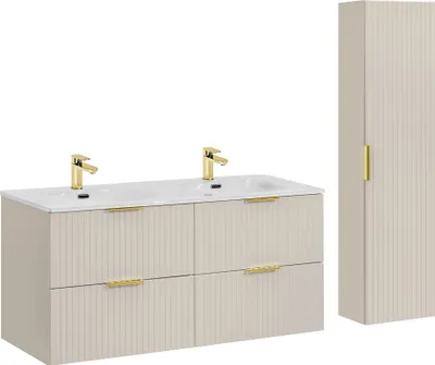Produktbild von Comad | Badmöbelset - 120 cm - mit Waschbecken und Hochschrank - Kaschmir - Elegantes Design - Funktionalität