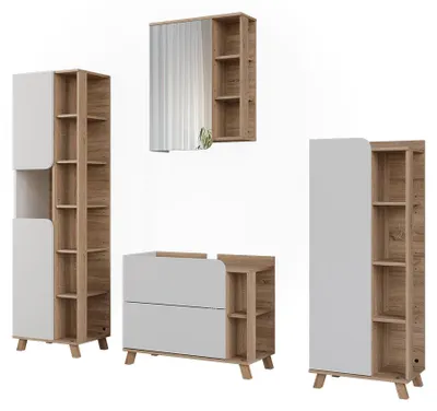 Obrázok produktu pre Súprava kúpeľňového nábytku Vicco Karen biely/Sonoma 4-dielna, Model 65846