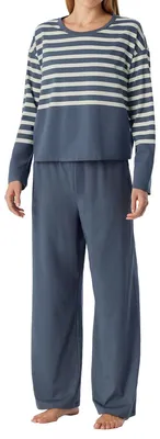 Produktbild von Schiesser Damen Schlafanzug lang blaugrau
