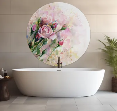 Produktbild von Wallario wasserfestes Poster selbstklebend 120 x 120 cm, Abstraktes Blumenbuket, Badezimmerposter Spritzschutz mit Hochglanzoberfläche in Glasoptik