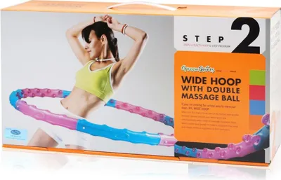 Zdjęcie produktu dla Jinpoli Wide Hula Hoop z ćwiekami do masażu | Trening brzucha średnica 110 cm | waga 1,25 kg | 8 segmentów | niebieski/różowy