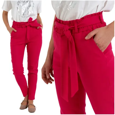 Immagine prodotto di Pantaloni da donna Moraj a linea dritta con elastico e laccio – ROSA, taglia S/M, comodi
