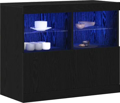 Zdjęcie produktu dla vidaXL Kredens LED czarny 81 x 37 x 66,5 cm materiał drewnopochodny