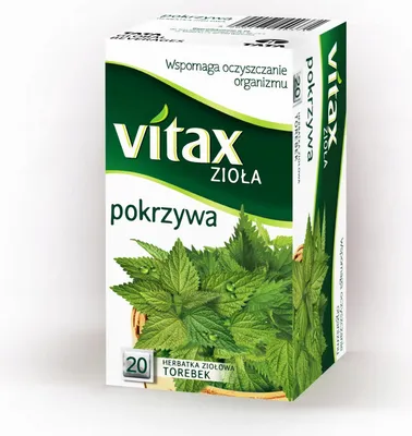 Zdjęcie produktu dla Vitax Zioła Pokrzywa Herbata Ziołowa Naturalna na Porost Włosów 20 Torebek