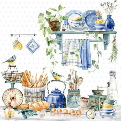 Produktbild von 20 Servietten Petit Déjeuner - Blaumeisen in Küche 33x33cm