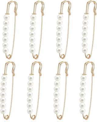 Immagine prodotto di Spille di sicurezza con perline, confezione da 8 pezzi, lunghezza 7,9 cm, ideali per abbigliamento e sciarpe