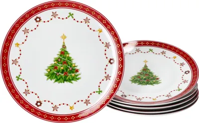 Obrázek produktu pro 6x Vánoční sen dort talíř porcelán 6 osob dezertní talíř Vánoce