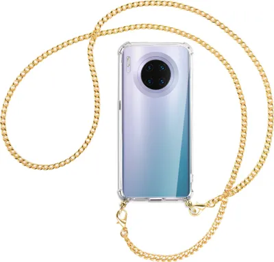 Produktbild von Handykette Backcover-Schutzhülle mit Band (Metall goldfarben) für Huawei Mate 30 Pro - goldfarbene Kette