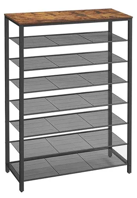 Image de Étagère à chaussures avec 7 compartiments – Rangement à chaussures – Marron/noir vintage – 100 x 30 x 152 cm