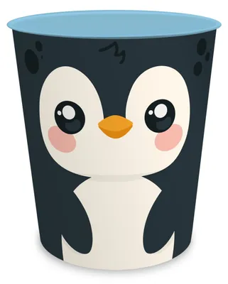 Produktbild von Omgoods – Mülleimer für Kinder mit Tiermotiv, Pinguin, 11 Liter