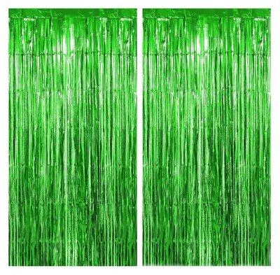 Produktbild von 2 Stück Lametta-Vorhang, Grün, 1m x 2m, Partydekoration