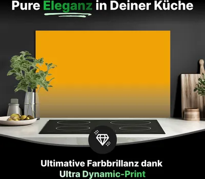 Produktbild von Küchenrückwand Glas 90 x 40 cm – Wandverkleidung in Uni Sonnengelb, Wandschutz und Spritzschutz für Küchenwände