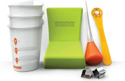 Imagen del producto de Zoku: Bandejas, vasos, moldes y fabricantes de helados rápidos. Incluye: Fabricante de paletas rápidas, moldes para paletas, fabricante de paletas triples, fabricante de paletas dobles, fabricante de paletas individuales