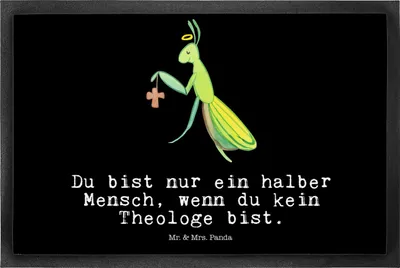 Produktbild von Mr. & Mrs. Panda Fussmatte Theologe Herz 50 x 75 cm - Schwarz - Geschenk, Bodenvorleger, Schmutzfangmatte, Schmutzmatte, Sauberlaufmatte, fußmatte