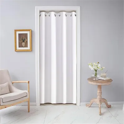 Immagine prodotto di Tenda per porta, oscurante, con occhielli, bianca, 117x138 cm, in poliestere