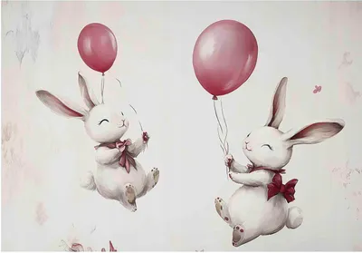 Produktbild von Fototapete Kinderzimmer Tiere Kaninchen Luftballons - 250x175 cm - inklusive kleister - Vlies Tapete Kinder - Vliestapete Modern Wandtapete - Kindertapete